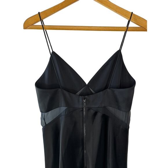 Alice + Olivia NWT Black Moriah Sheer Cutout Satin Midi Dress Size 2 - Picture 6 of 12